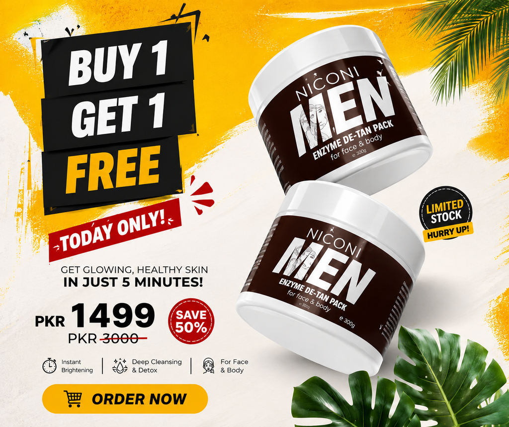 🔥 Buy 1 Get 1 FREE – Niconi Men Enzyme De-Tan Pack (300g Each)